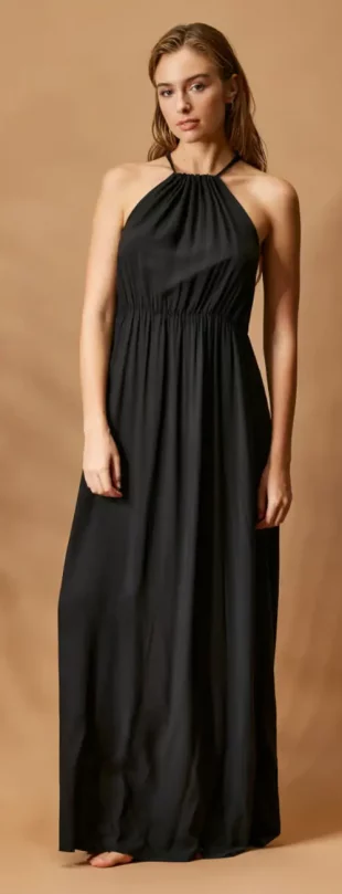Dlouhé černé elegantní XXL plážové šaty